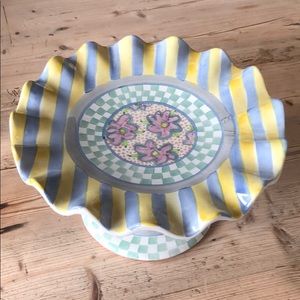 Vintage MacKenzie-Childs Myrtle Fluted Cake Stand